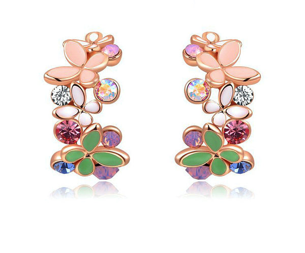 18K Rose Gold Plated Leilani Earrings with Simulated Diamond