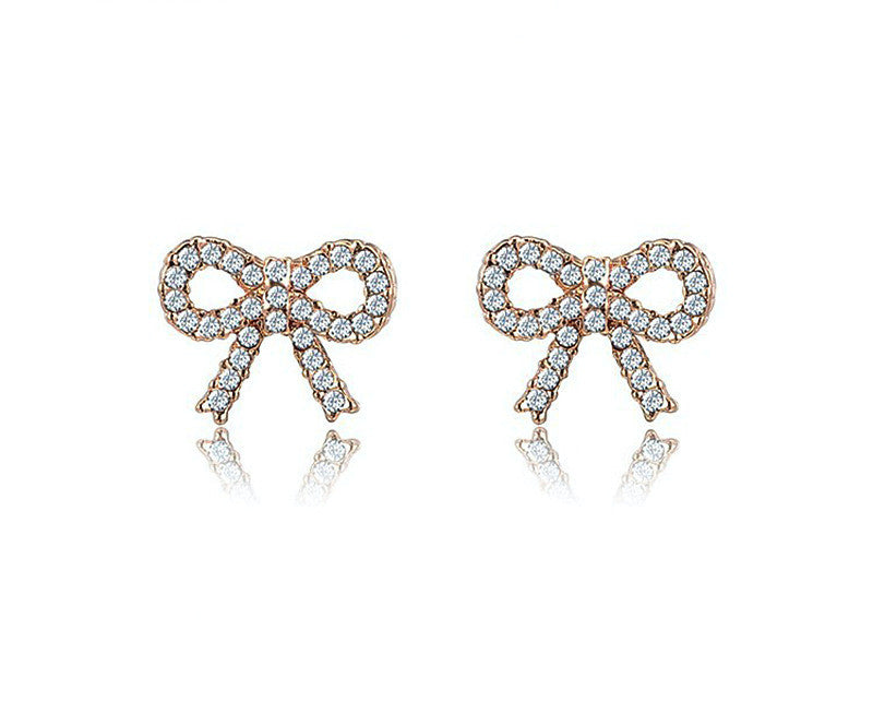 18K Rose Gold Plated Liberty Earrings with Simulated Diamond