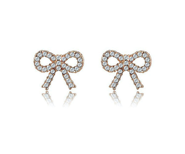 18K Rose Gold Plated Liberty Earrings with Simulated Diamond