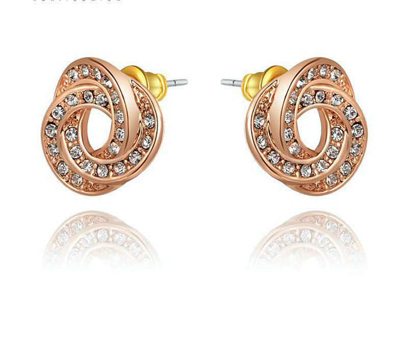 18K Rose Gold Plated Lila Earrings with Simulated Diamond