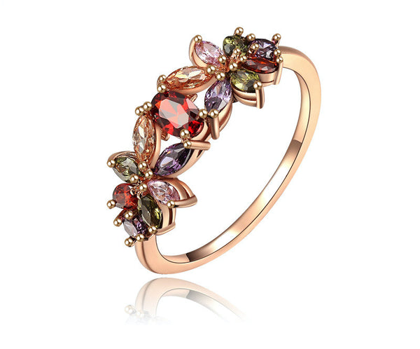 18K Rose Gold Plated Logan Ring with Simulated Diamond