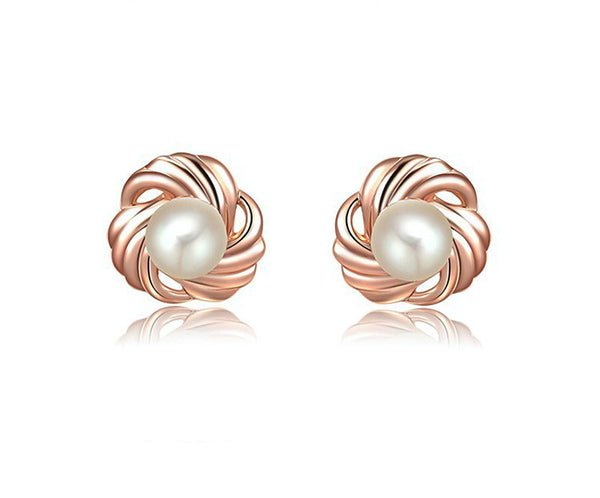 18K Rose Gold Plated Lorelei Earrings with Simulated Diamond