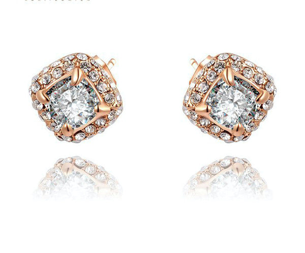 18K Rose Gold Plated Lucy Earrings with Simulated Diamond