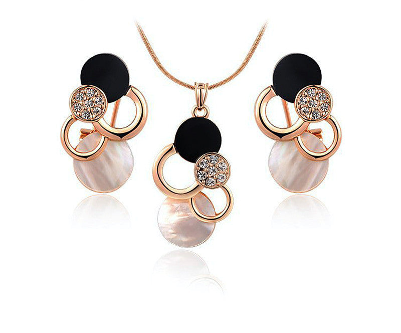 18K Rose Gold Plated Lydia Necklace and Earrings Set with Simulated Diamond
