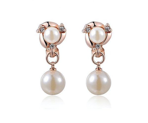 18K Rose Gold Plated Mackenzie Earrings with Simulated Diamond