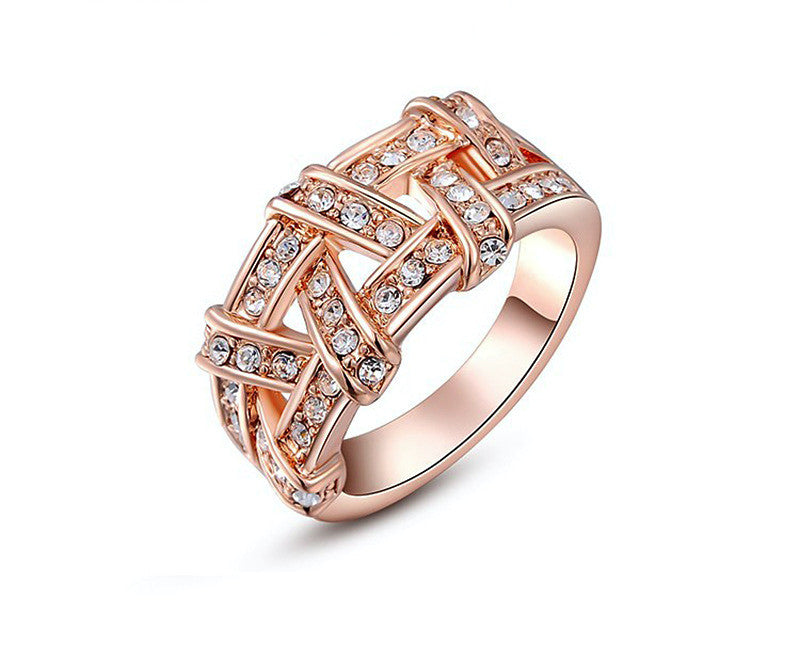 18K Rose Gold Plated Maria Ring with Simulated Diamond