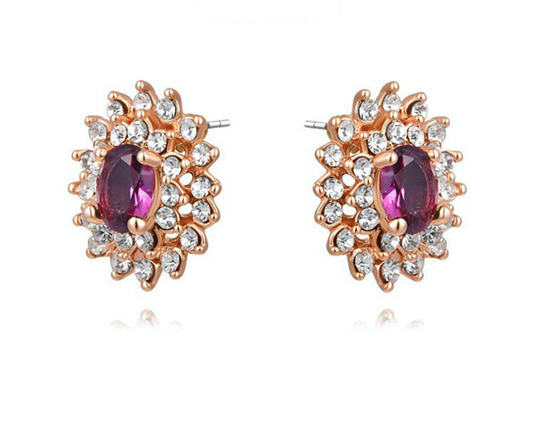 18K Rose Gold Plated Matilda Earrings with Simulated Diamond