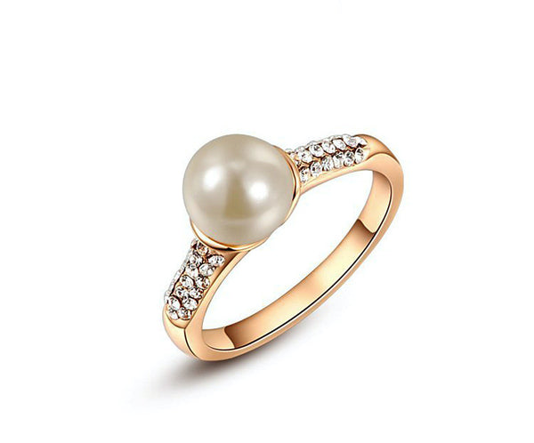18K Rose Gold Plated Maya Ring with Simulated Diamond