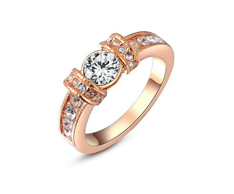 18K Rose Gold Plated Mckenzie Ring with Simulated Diamond