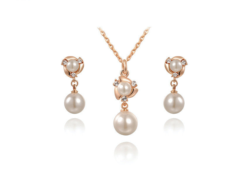 18K Rose Gold Plated Mia Necklace and Earrings Set with Simulated Diamond