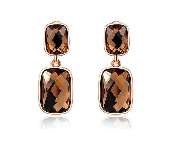 18K Rose Gold Plated Morgan Earrings with Simulated Diamond