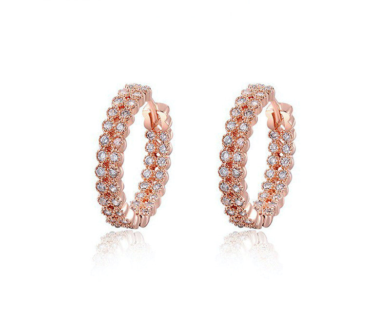 18K Rose Gold Plated Natalia Earrings with Simulated Diamond