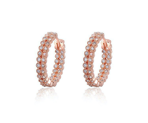 18K Rose Gold Plated Natalia Earrings with Simulated Diamond
