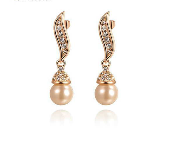 18K Rose Gold Plated Natalie Earrings with Simulated Diamond