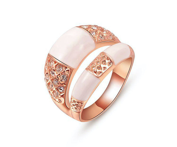 18K Rose Gold Plated Nevaeh Ring with Simulated Diamond