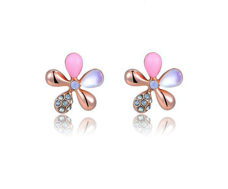 18K Rose Gold Plated Nina Earrings with Simulated Diamond