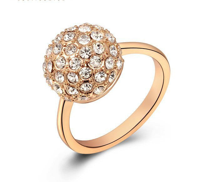 18K Rose Gold Plated Paisley Ring with Simulated Diamond