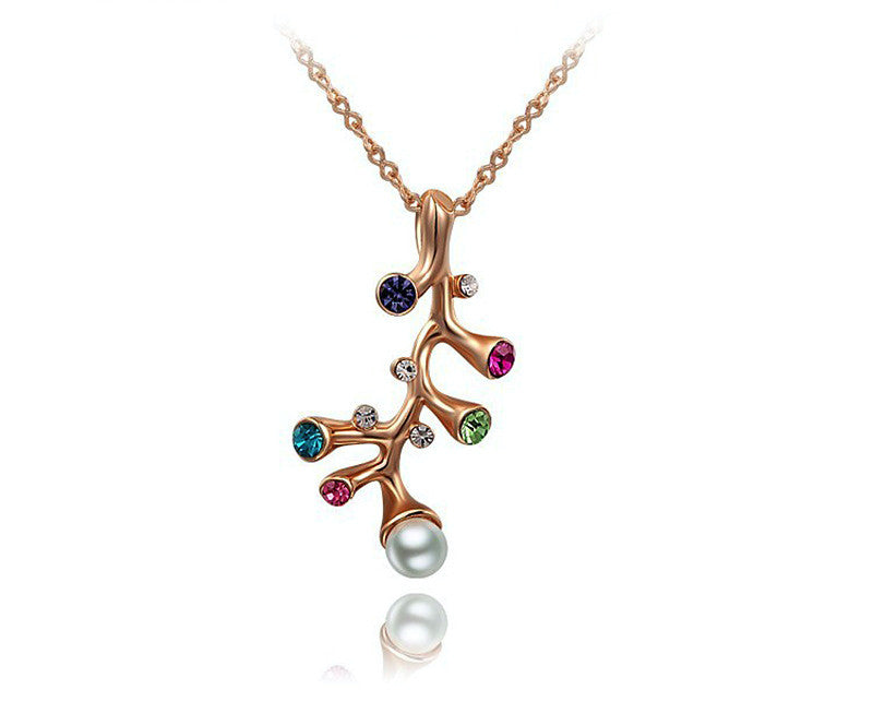 18K Rose Gold Plated Penelope Necklace with Simulated Diamond
