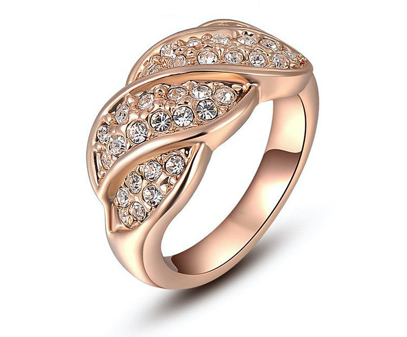 18K Rose Gold Plated Peyton Ring with Simulated Diamond
