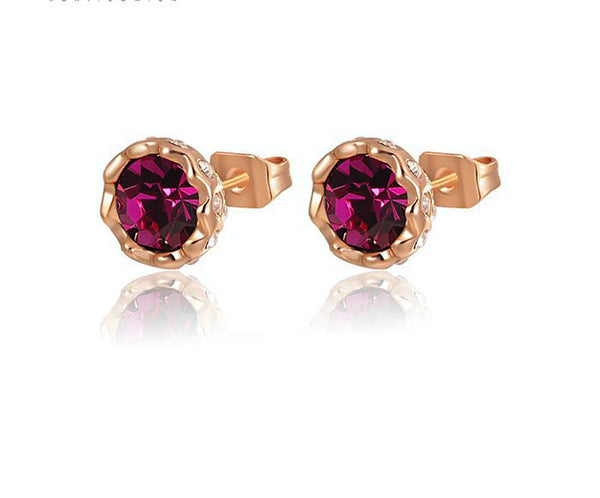 18K Rose Gold Plated Reese Earrings with Simulated Diamond