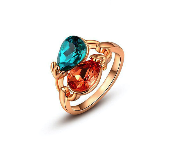 18K Rose Gold Plated Regina Ring with Simulated Diamond