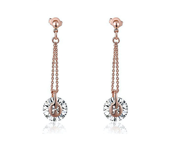 18K Rose Gold Plated Riley Earrings with Simulated Diamond
