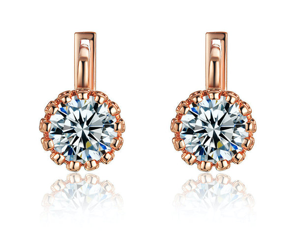 18K Rose Gold Plated Rowan Earrings with Simulated Diamond