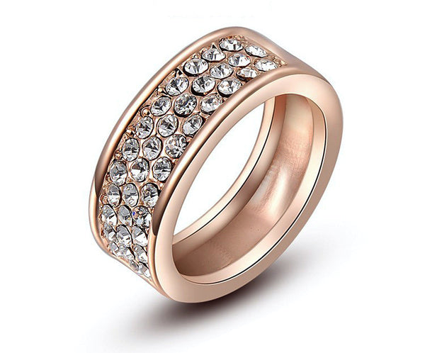 18K Rose Gold Plated Ruby Ring with Simulated Diamond