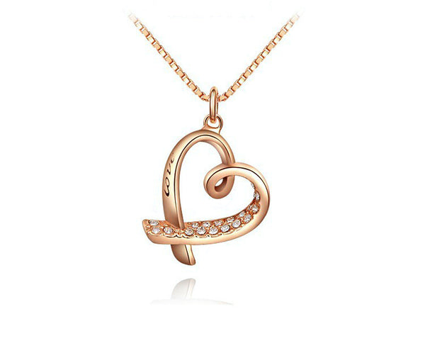 18K Rose Gold Plated Samantha Necklace with Simulated Diamond