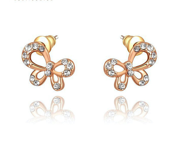 18K Rose Gold Plated Sarah Earrings with Simulated Diamond