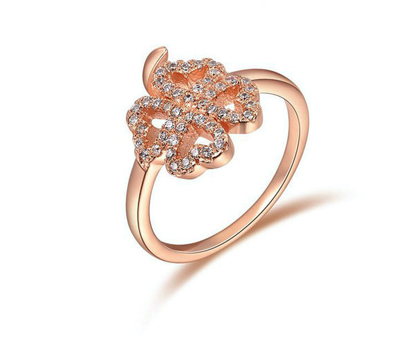 18K Rose Gold Plated Sarai Ring with Simulated Diamond