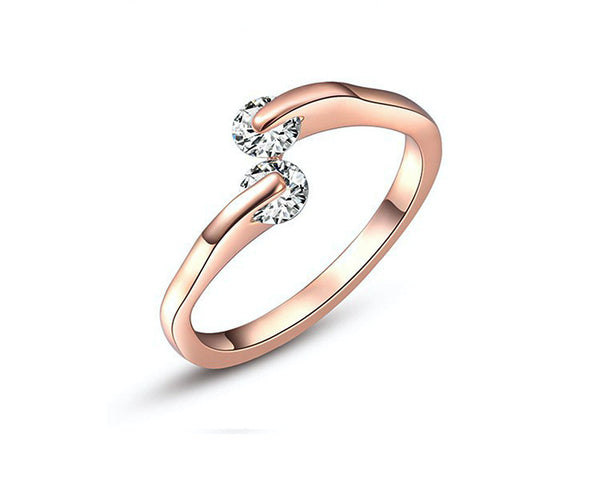 18K Rose Gold Plated Savannah Ring with Simulated Diamond