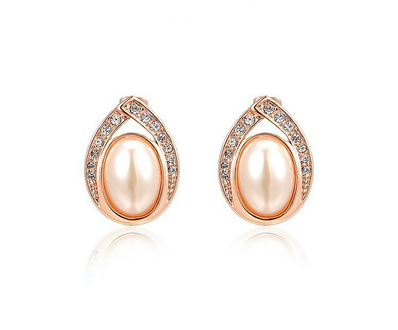 18K Rose Gold Plated Serena Earrings with Simulated Diamond