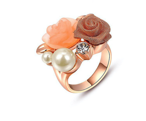 18K Rose Gold Plated Valerie Ring with Simulated Diamond