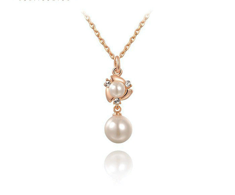 18K Rose Gold Plated Victoria Necklace with Simulated Diamond