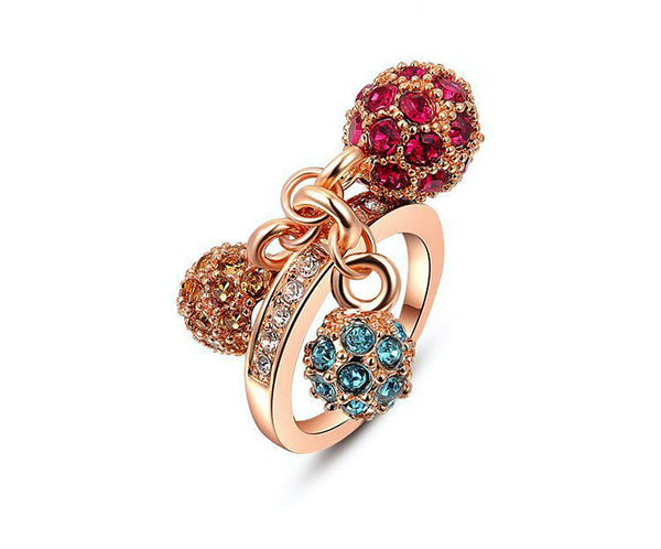 18K Rose Gold Plated Willow Ring with Simulated Diamond