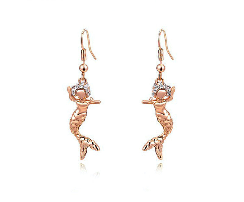 18K Rose Gold Plated Winter Earrings with Simulated Diamond