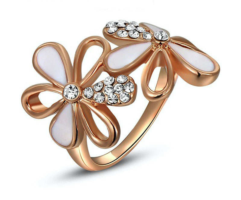 18K Rose Gold Plated Ximena Ring with Simulated Diamond