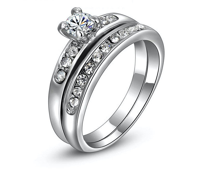 Platinum Plated Abigail Ring with Simulated Diamond