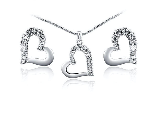 Platinum Plated Adriana Necklace and Earrings Set with Simulated Diamond