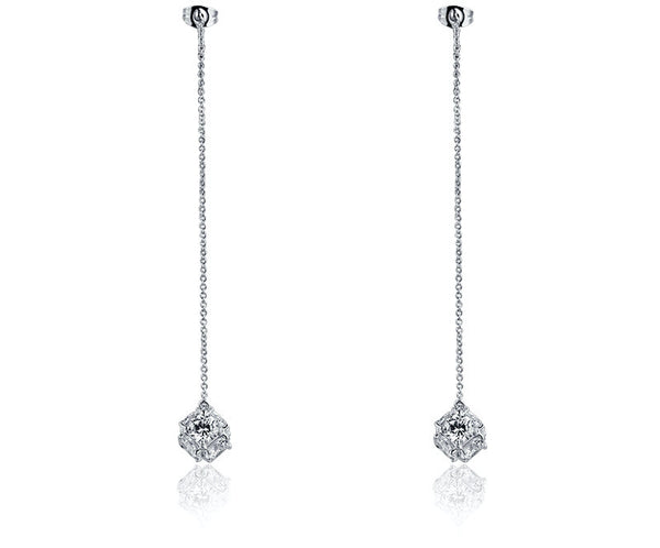 Platinum Plated Aileen Earrings with Simulated Diamond