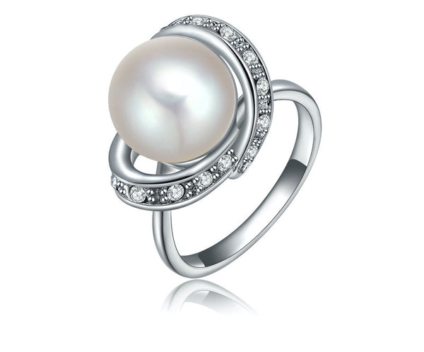 Platinum Plated Amira Ring with Simulated Diamond