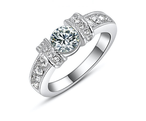 Platinum Plated Annabelle Ring with Simulated Diamond