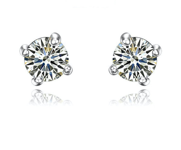 Platinum Plated Aria Earrings with Simulated Diamond