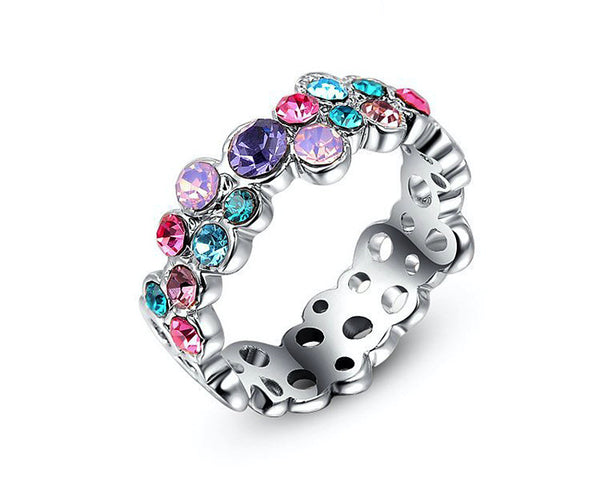 Platinum Plated Aria Ring with Simulated Diamond