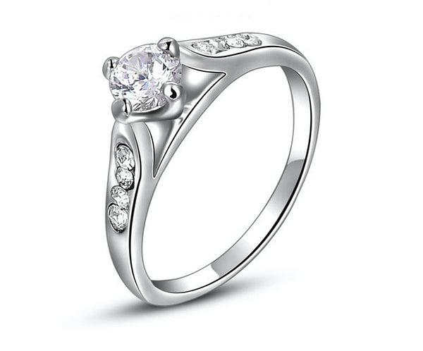 Platinum Plated Aubrey Ring with Simulated Diamond