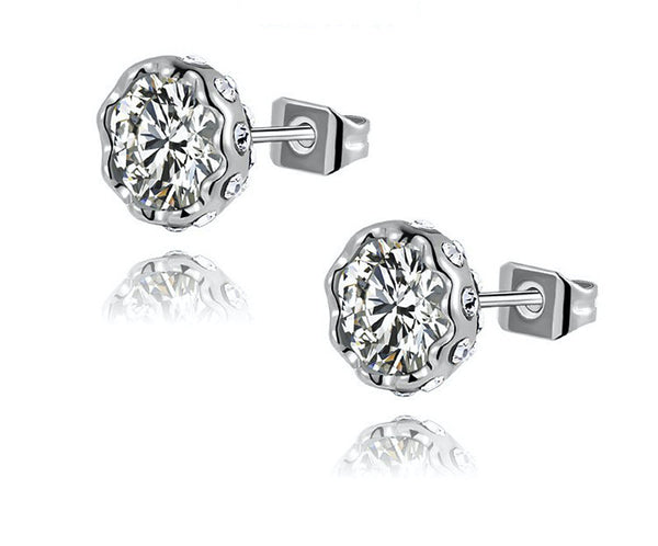 Platinum Plated Audrey Earrings with Simulated Diamond