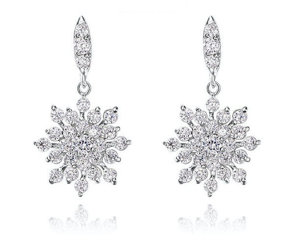 Platinum Plated Aurora Earrings with Simulated Diamond