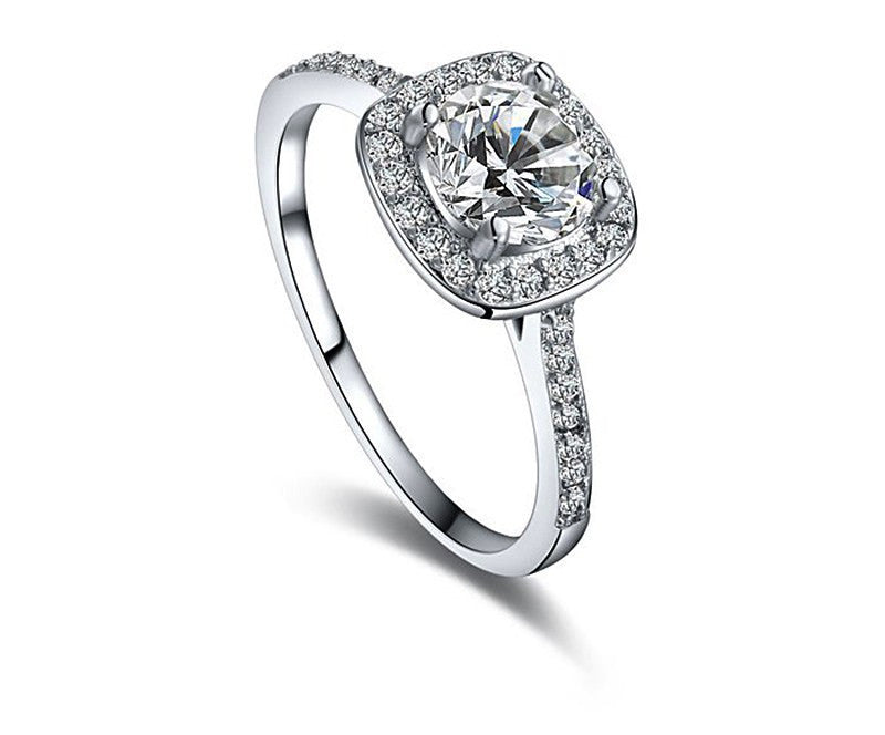 Platinum Plated Ava Ring with Simulated Diamond