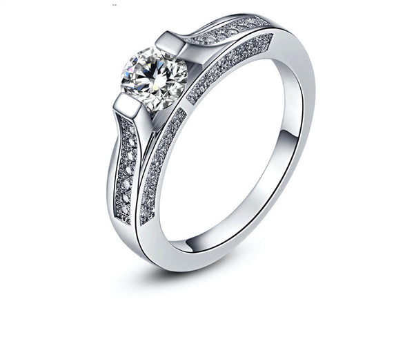 Platinum Plated Blake Ring with Simulated Diamond